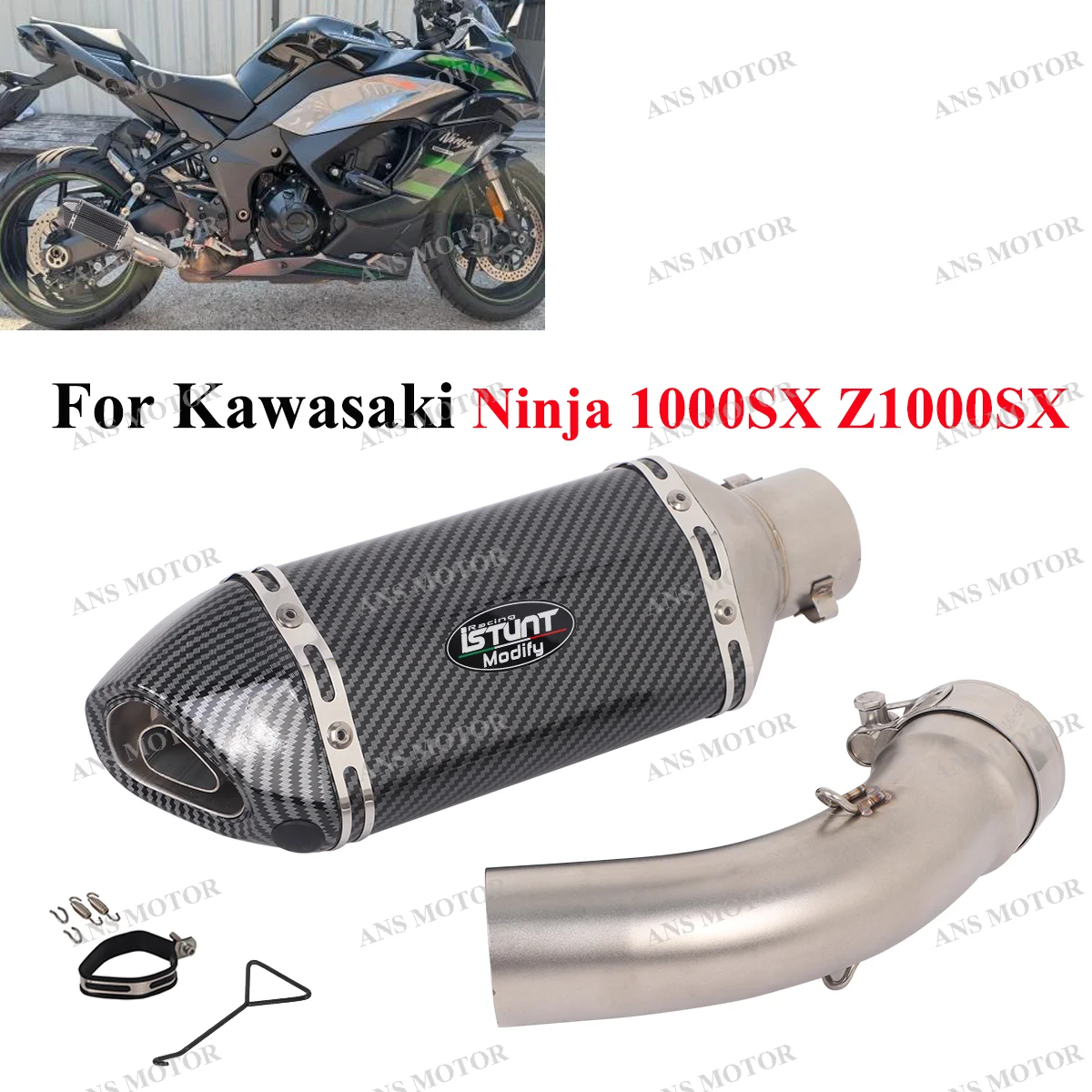 

Slip On For Kawasaki Ninja 1000SX Z1000SX 2021-2025 Motocycle Exhaust Muffler Escape System 1000SX Exhaust 310MM Tail Pipe