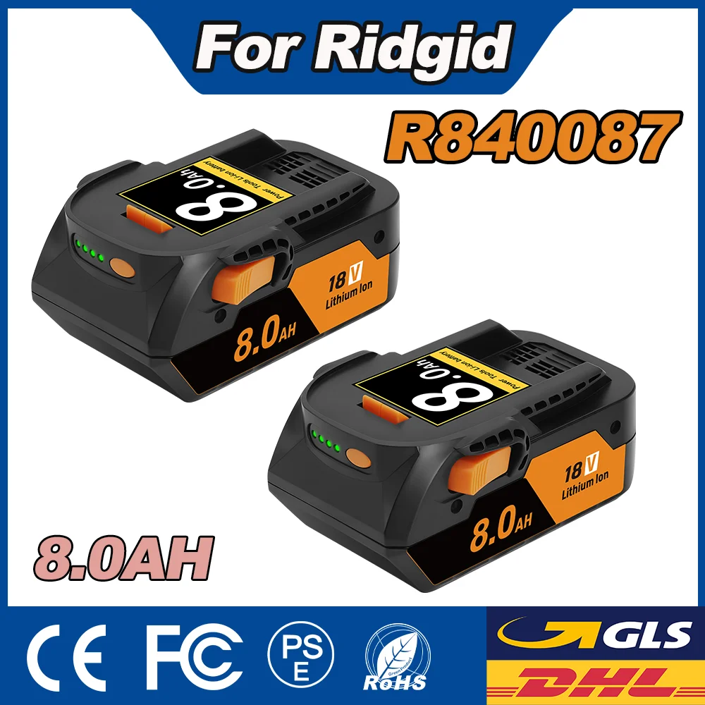 Image of 8,0 Ah Akku für AEG 18 V Li-Ionen-Akku für kabellose Elektrowerkzeuge der Serie RIDGID R840087 R840085 L1815R L1850R L1830R R840083