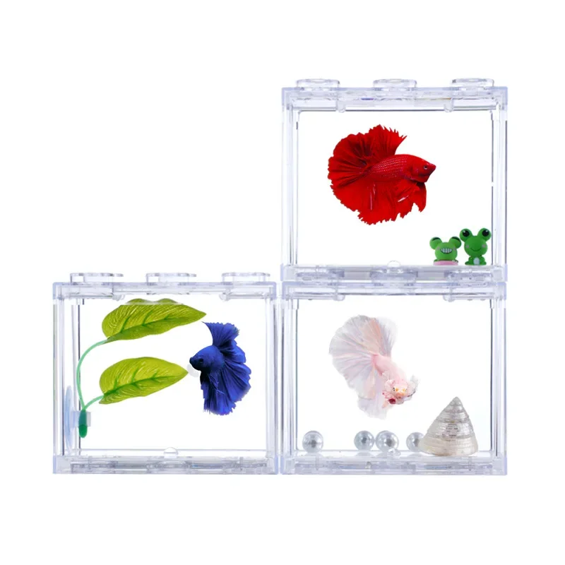 Aquarium Fish Tank 6 Ventilation Holes Building Blocks Superimposed Desktop Aquarium Small Size