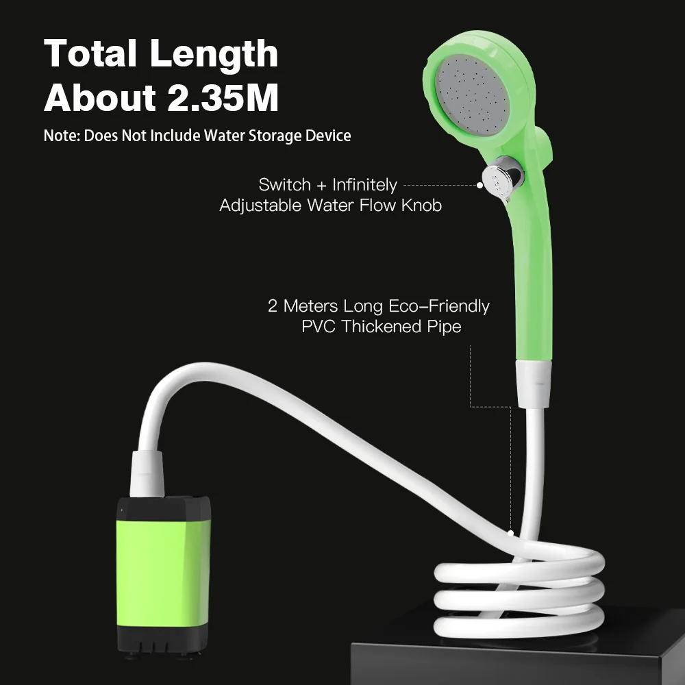 Portable Camping Shower Pump Outdoor Shower Kit Camp Shower w/Full Screen Intelligent Digital Display Adjustable 6000mAh Shower