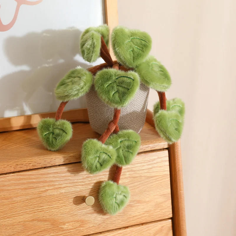 18 cm große, künstliche Pothos-Plüschpflanze im Topf, Stofftier für Heimdekoration und als Geschenk