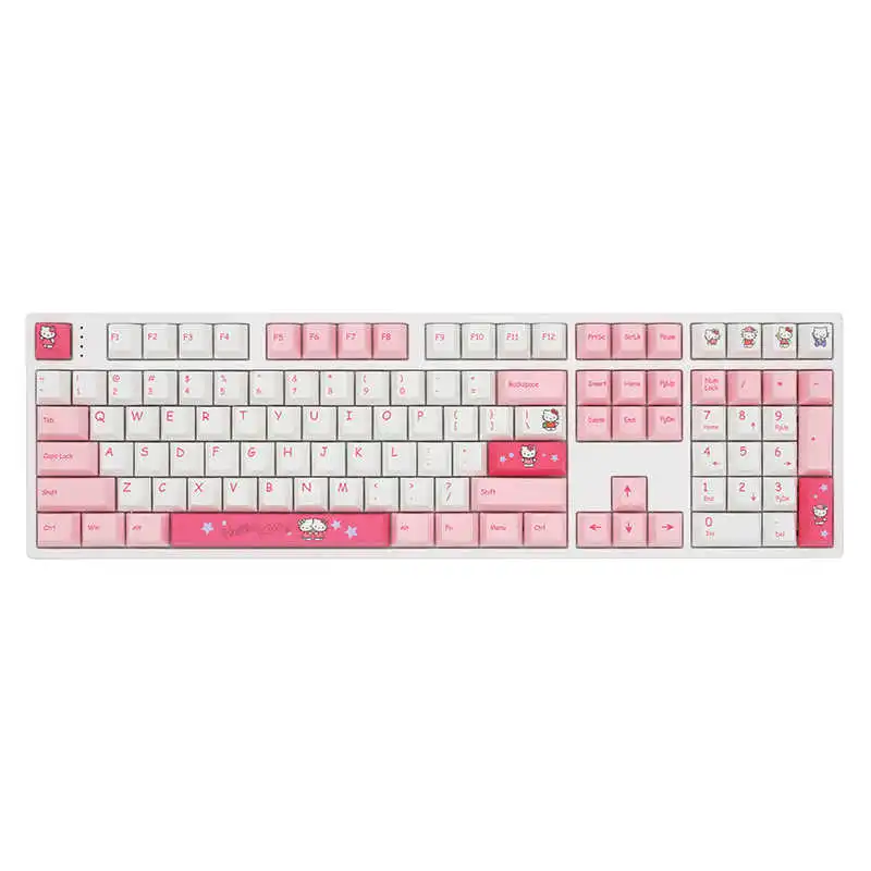 Kawaii Sanrio Hello Kitty Pink Keycaps PBT Thermosublimation Cherry Profile Cartoon Keycaps for MX Switch Mechanical Keyboard