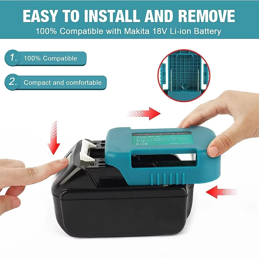 Для Makita 18 В с USB и держателем батареи типа C для Makita18Vаккумулятор BL1840BL1850BL1860 зарядное устройство портативные аксессуары для зарядки