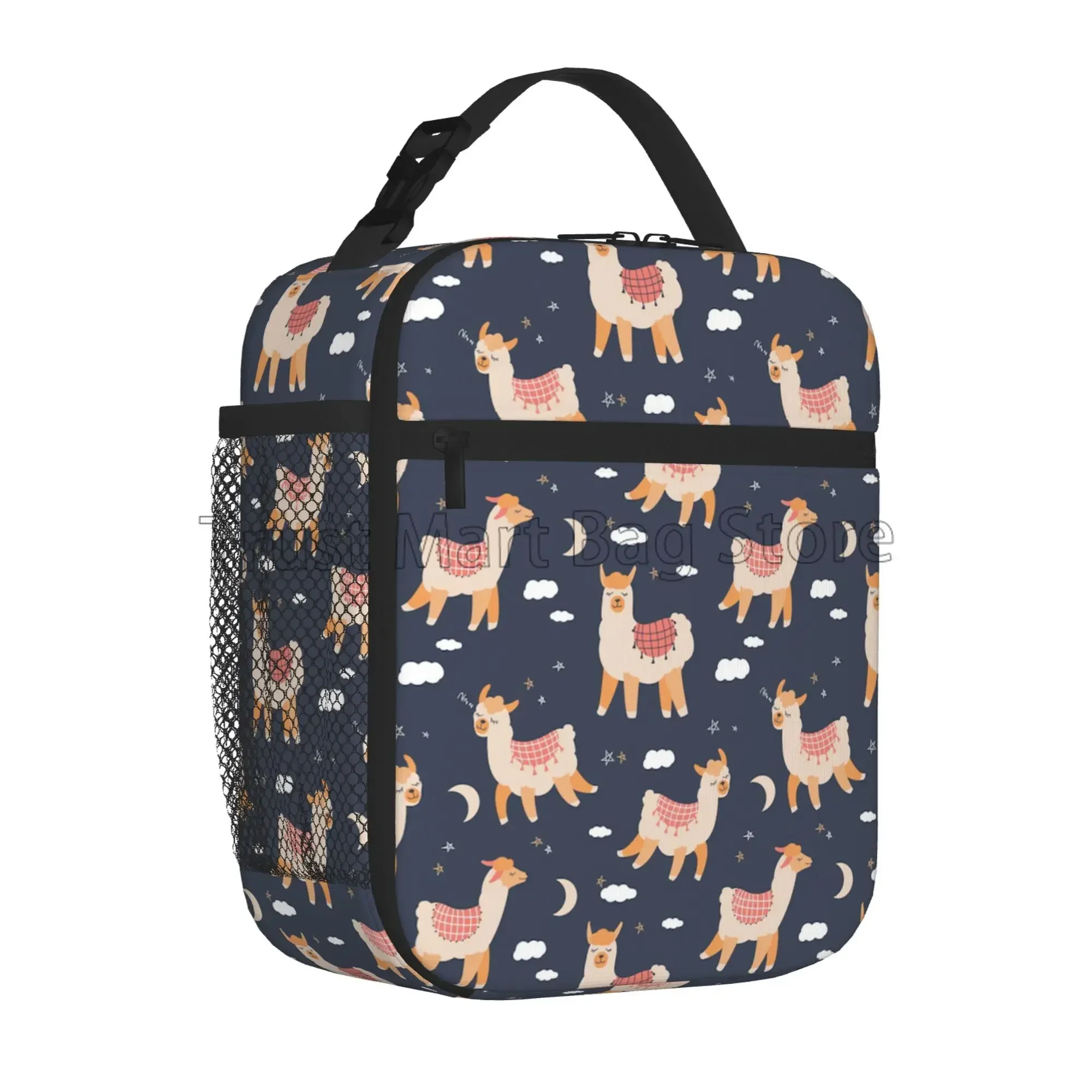 Cute Alpaca Llama Portable Thermal Lunch Bag Insulated Lunch Box Reusable Cooler Totes for Women Boys Girls Work Picnic Camping