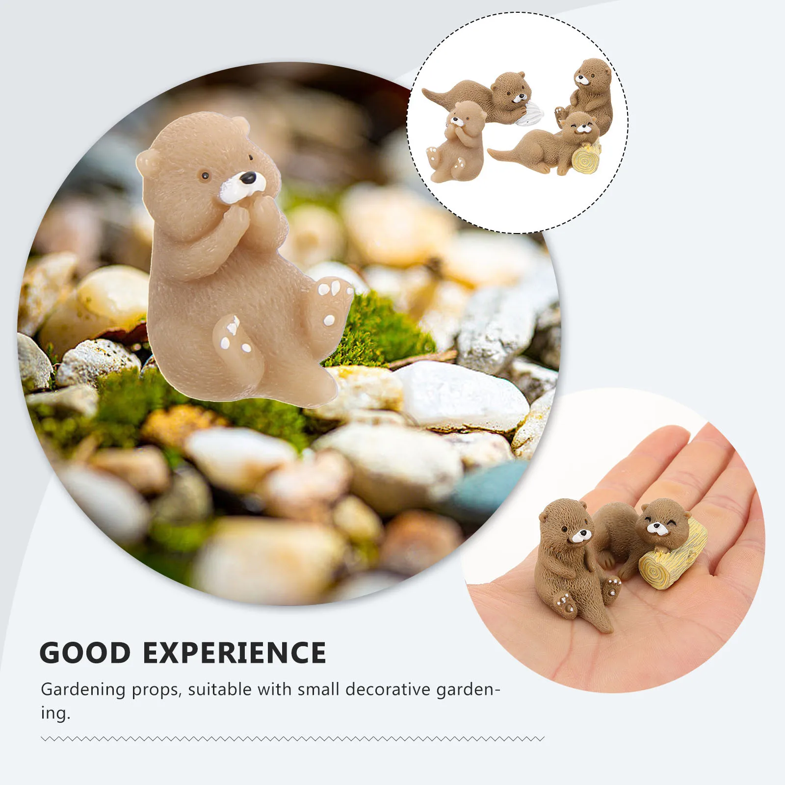 

8Pcs Mini Resin Otters Micro Landscape Ornaments Small White Otters Decorations for Garden Desk Shelf Decor Resin Bonsai Decor