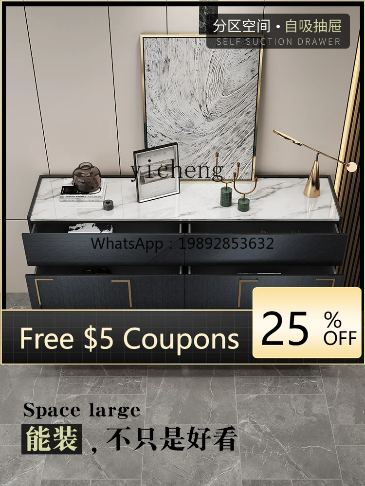 

AA Simple Luxury Style Entrance Cabinet Solid Wood Storage Chest of Six Drawers Modern Entry Door Living Room