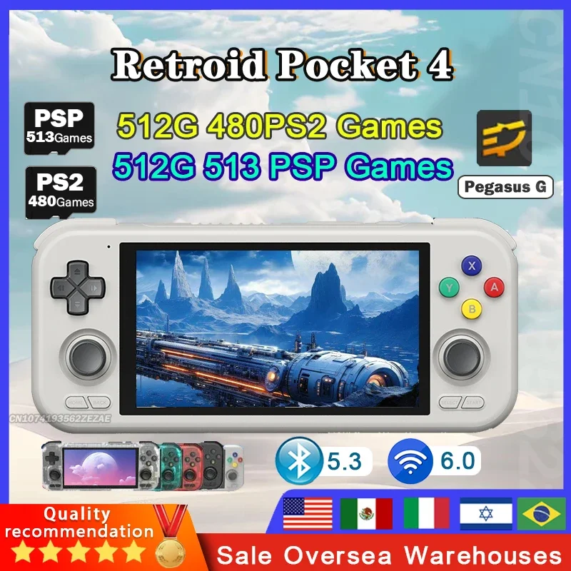 

Retroid Pocket 4 HandheldS 4.7 Inch Video Game Console 4G+128GB RP4 Android 13 WiFi 6.0 Bluetooth 5.3 PSP PS2 Games