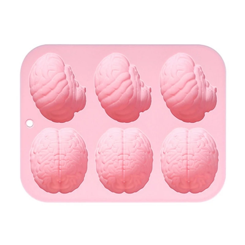 6 Cavity Brains Silicone Mold Cake Pastry Baking Mold Cake Decorating Tool for Making Chocolate Fondant, Candy, Jelly