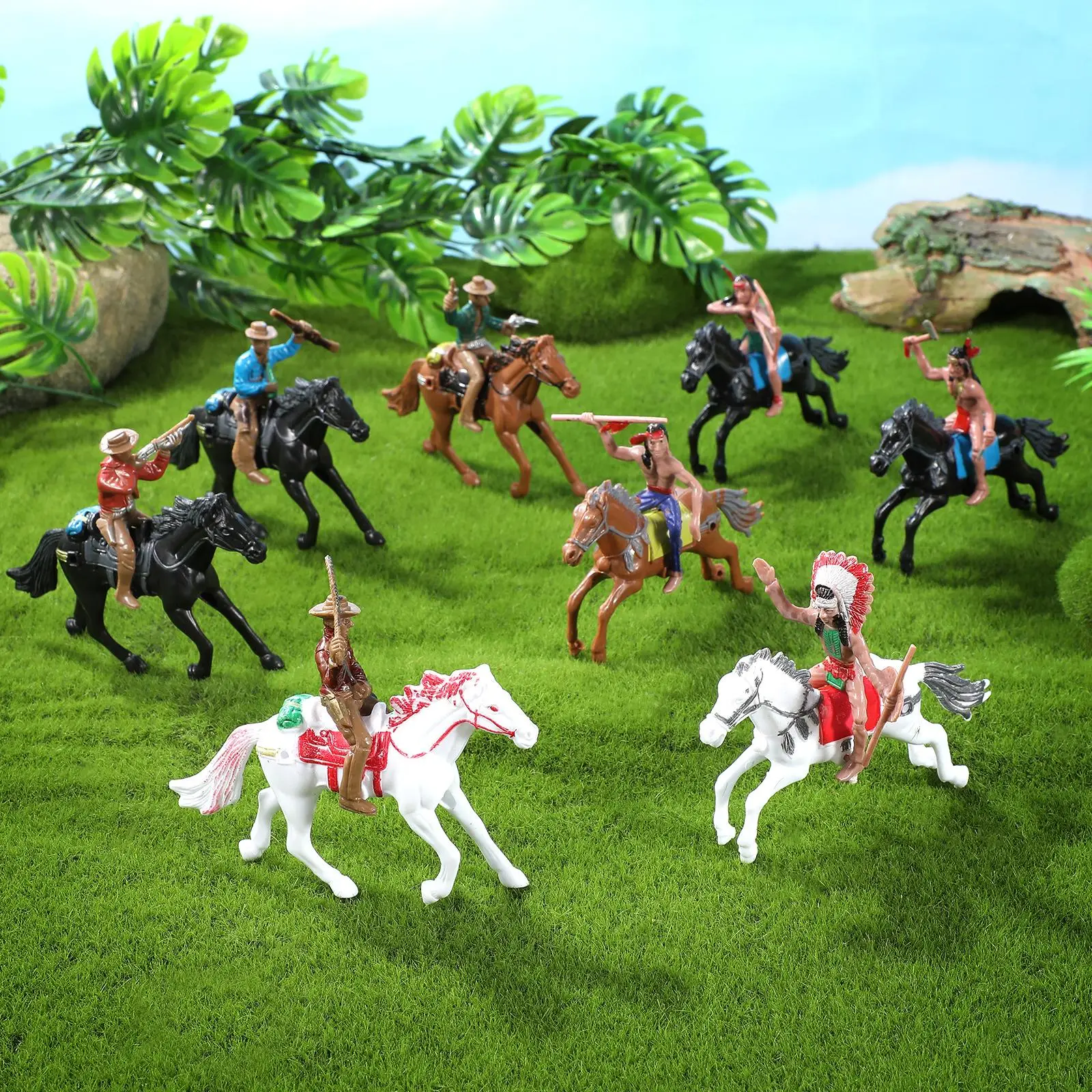 Exquisite 6pcs Figures Model Suit Compact Size Plastic Riding Poses Decorative Kids Playroom Themed Parties