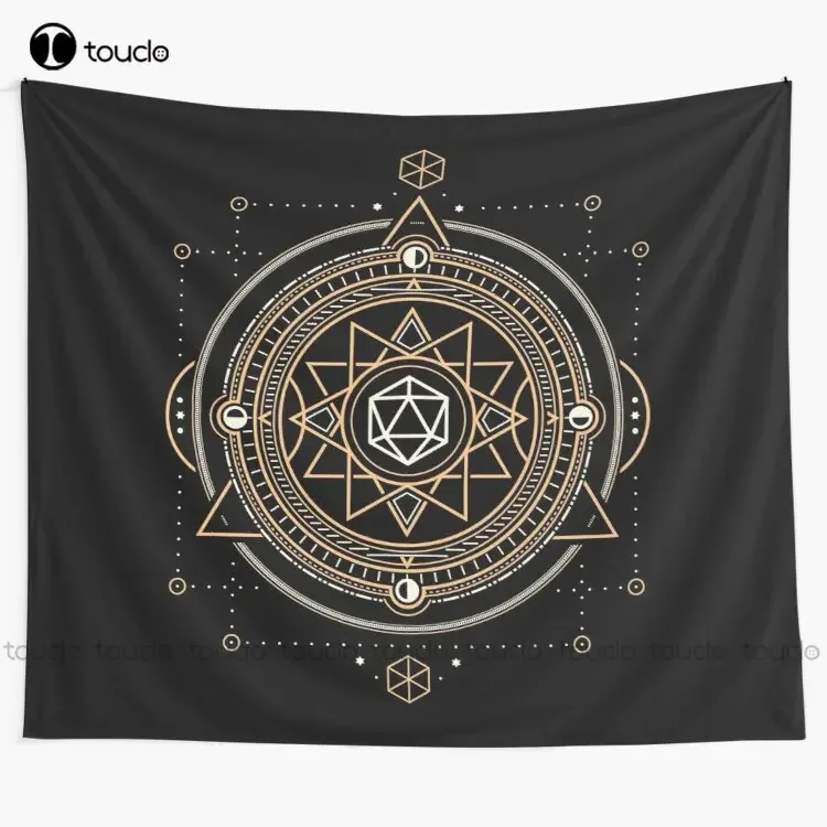 Polyhedral D20 Dice Sacred Symbol Of The Occultist Tapestry Tapestry Wall Hanging For Living Room Bedroom Dorm Room Home Decor