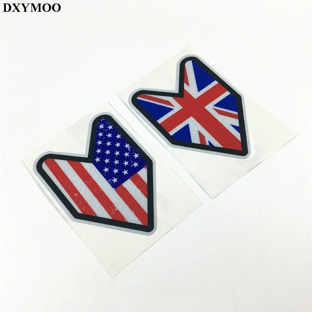 

2 Styles JDM United States US UK National Flag Car Styling Racing Motorcycle Helmet Car Sticker Decals Reflective