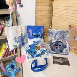 35X40Cm Stitch Disney Anime Cartoon Canvas Draagtas Grote Capaciteit Boodschappentassen Lilo En Stitch Dames Handtassen Meisjes Geschenken