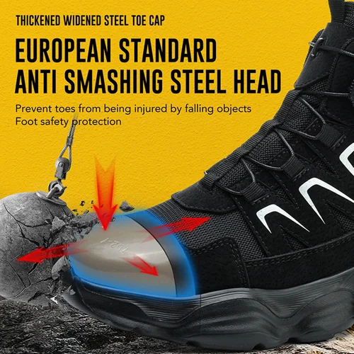 Imagen 2 del producto Zapatos de trabajo para hombre, botas con punta antigolpes resistentes al acero, zapatos de seguridad ligeros antideslizantes, zapatos cómodos para hombre 40-46