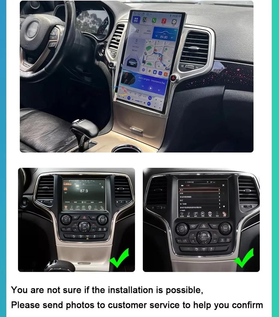 Multimedia Video Wireless Carplay For Jeep Grand Cherokee 2014-2020 Android Player GPS Navigation 4G wifi Head unit Touch Screen