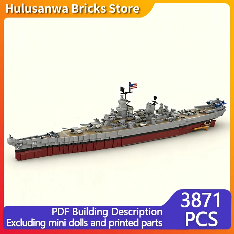 

USS Wisconsin Battleship BB-64 Модель MOC Строительные кирпичи Военное оборудование Модульные технологии Подарки Праздничная сборка Детские игрушки