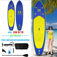 FunWater SUPFW28A 11.5' Inflatable Paddle Board Blue Yellow 350cm Complete Accessories for Adult Beach Water Sports