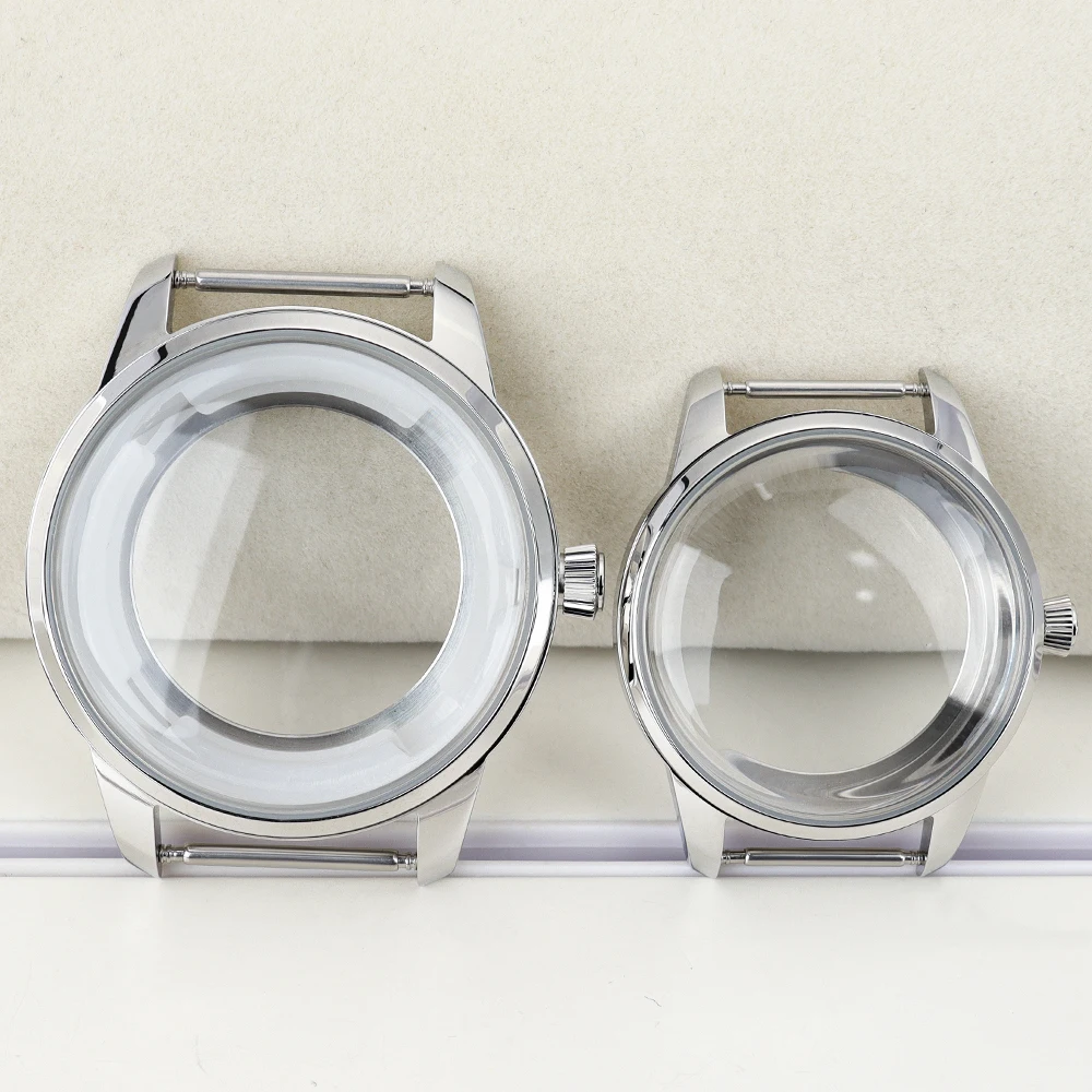 33MM/40MM NH35 Watch Case Silver Stainless Steel Bubble Glass for Cocktail Time Presage NH34 NH38 35 Movt Watches Assemble Part