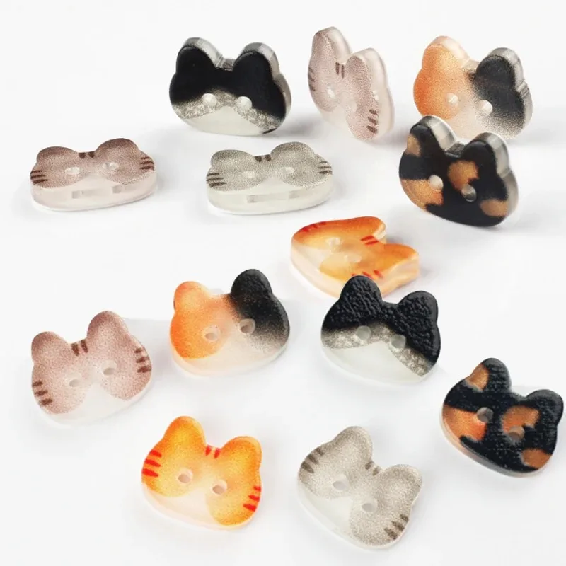 10/50Pcs Resin Cat Shape Buttons for Sewing Craft 2 Holes Cute Cat Face Silhouette Decorative Buttons for Jacket Bag Hat Sweater view 5