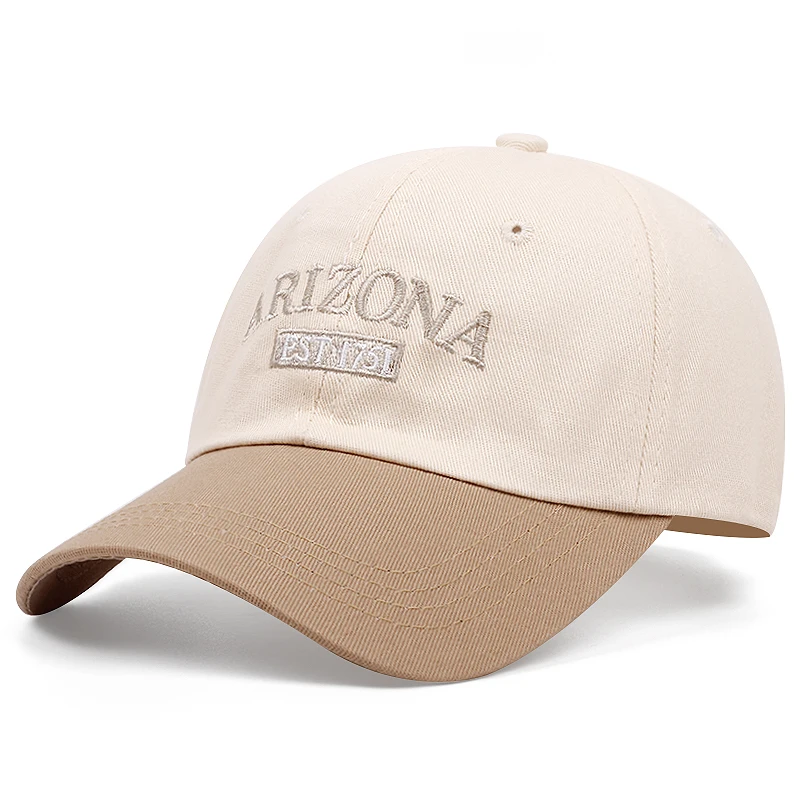 Small and Fashionable Arizona Letter Embroidered Color Blocking Women\'s Daily Sun Protection Curved Brim Baseball Cap