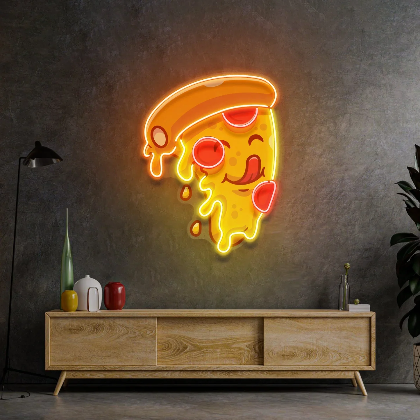 Pizza Food Neon Sign Wall Decor USB Powered Kitchen Restaurant Bar Beer UV Print Sign Coffee Business Shop Club Sign