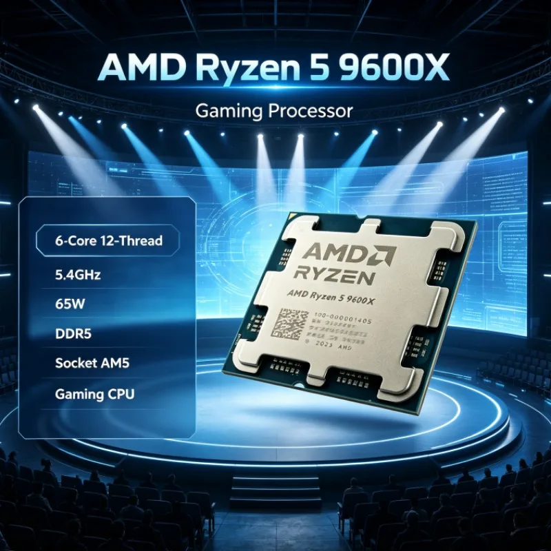 Ryzen 5 9600X AMD DDR5 Gaming Processor 5.4GHz 6-Core 12-Thread 65W 4nm Socket AM5 L3 32M Tpye-C