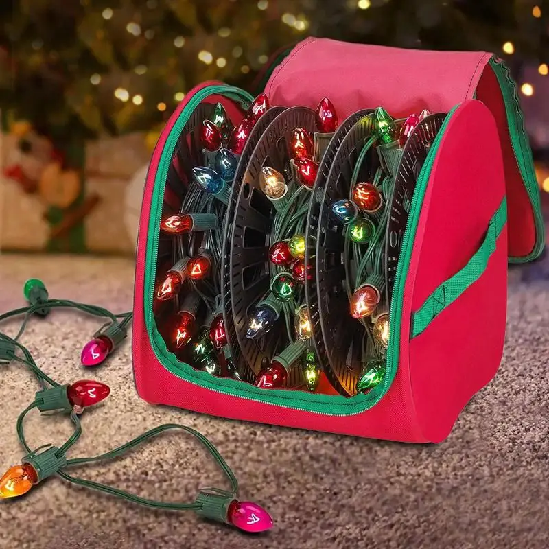 

Christmas Decoration Prop Storage Containers Christmas Wreath LED Light Storage Bag Oxford Holiday Light Organizer With Zipper