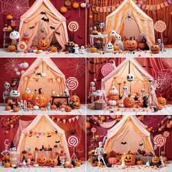 MOON.QG Halloween Backdrop Background for Photography Studio Children Party Castle Candy Lollipop Shooting Decor Photo Back Drop