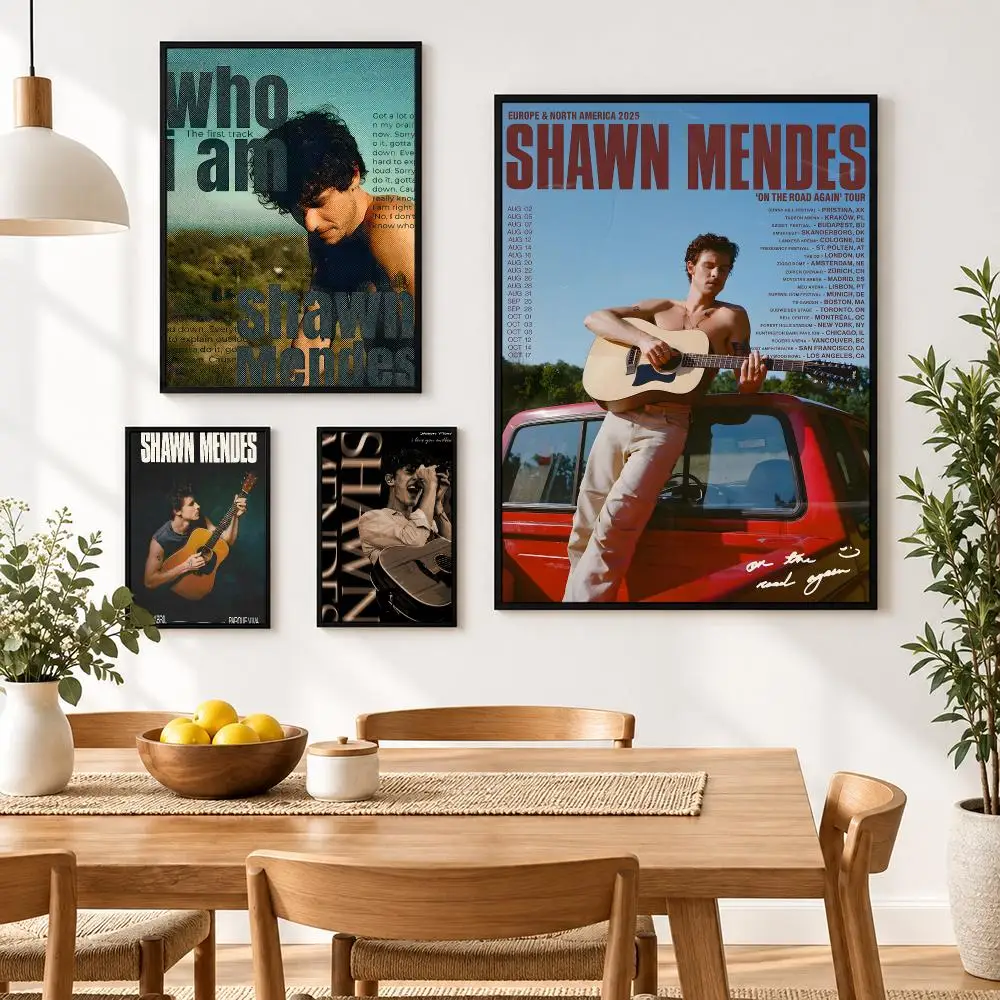 Singer S-Shawn mendes Poster Waterproof HD Modern Peel And Stick Wall Decor Living Room Dorm Garage