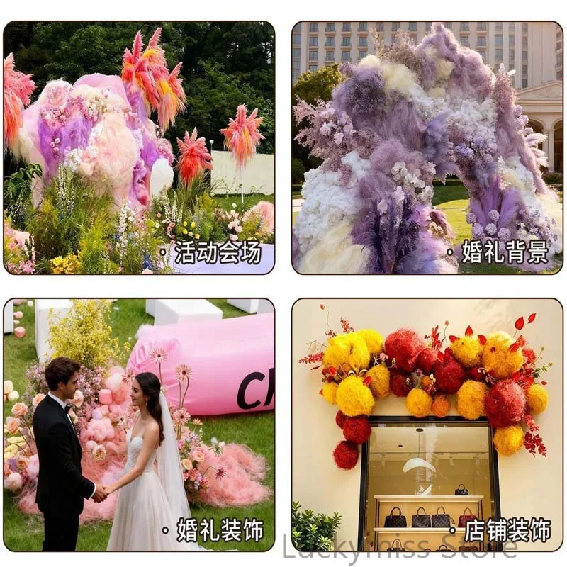 Dyed Natural Hemp Fiber, Gift Box Filling Shredded Hemp for Wedding, Holiday Scene Layout & Packaging Decoration