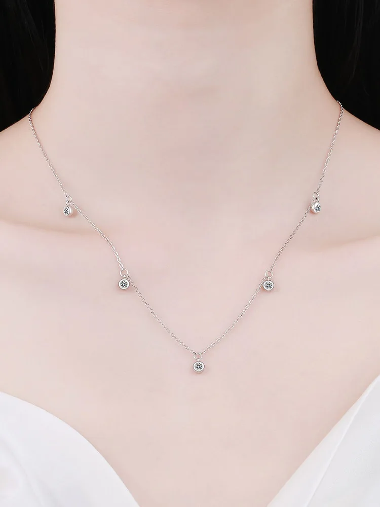 Exquisite Custom Jewelry 925 Sterling Silver Hip Hop Rock Full Star Chain Moissanite Necklace Women's Wedding Party Fine Je