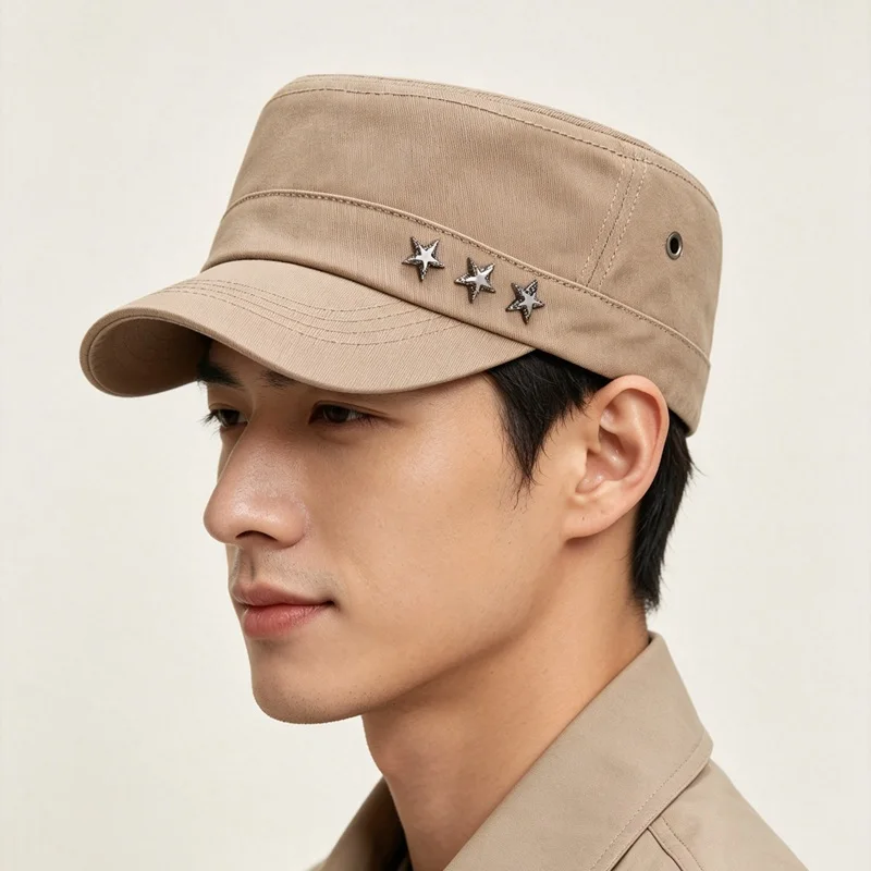 Korean Style Fashionable Peaked Cap for Men, High-Quality Sun Protection Military Cap for Women