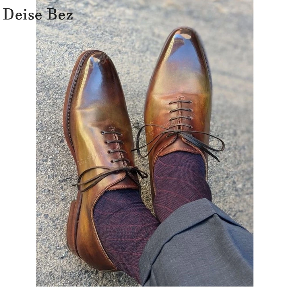 Business Pointed Toe Leather Men Dress Shoes British Style Cross Tied Wedding High Quality Men Shoes 2024 New Zapatillas Mujers