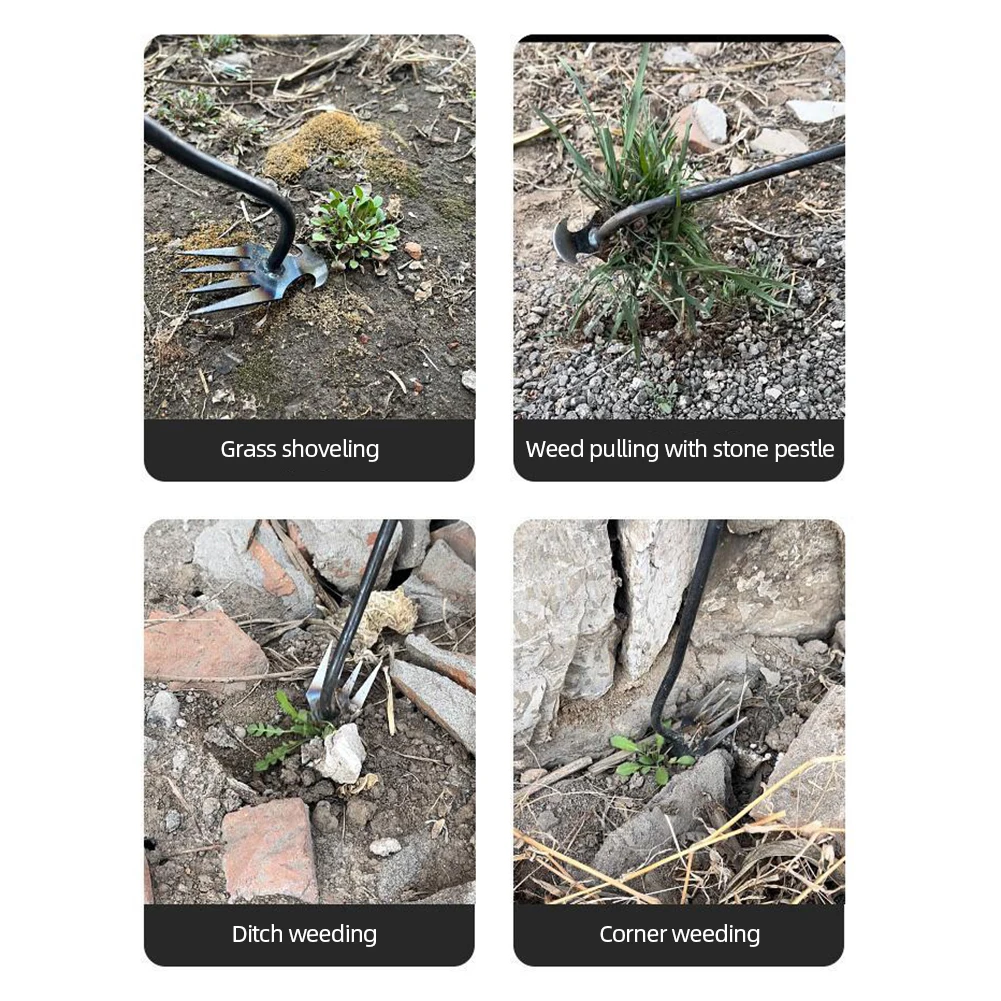 

Grass Rooting Loose Soil Rake Manganese Steel Hand Weeding Removal Puller Ergonomic Handle Sturdy V-shaped Fork Gardening Tools