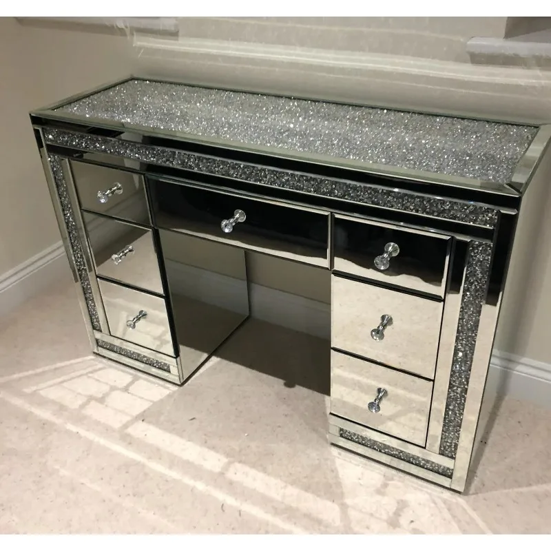 

Living Room Furniture 7 Drawer Mirrored Dresser Crushed Diamond Top Dressing Table For Bedroom Hotel