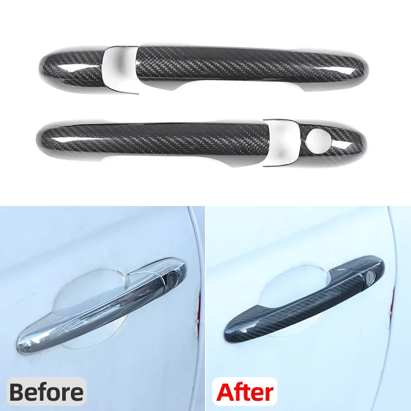 

For Fiat 500 And Abarth 595 695 2007-2025 Real Carbon Fiber Door Handle Cover Car Door Handles Decorative Cover Trim