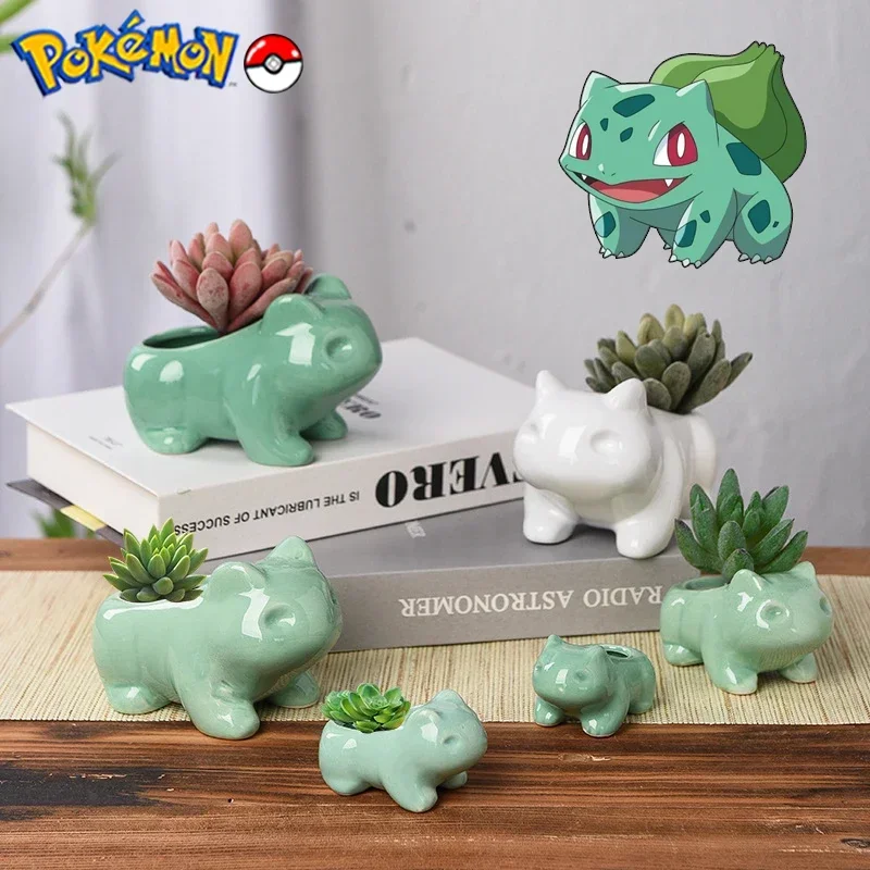 Pokemon Bulbasaur Ceramic Flower Pot Creative Ornaments Cute Succulent Plants Green Plants Flower Pot Garden Backyard Decoration