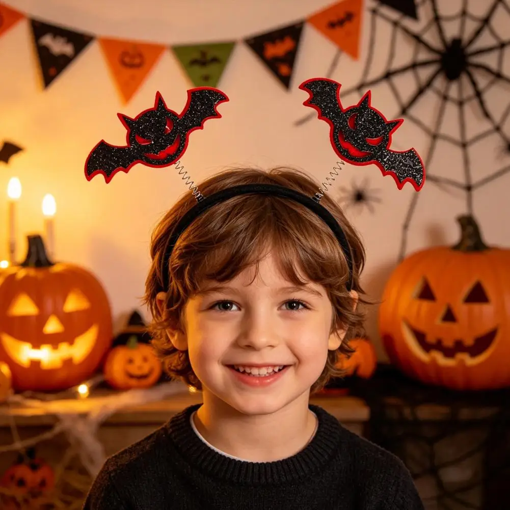 Spring Swing Halloween Headband Halloween Headband for Kids Adults Glitter Pumpkin Bat Ghost Hair Accessories Cosplay Dress Up