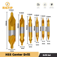 RIGTIP HSS Combined Center Drills Ti-Coated 60 Degree Countersinks Angle Bit Set 6pcs 1.0-5mm Metal Centering Dril Bit