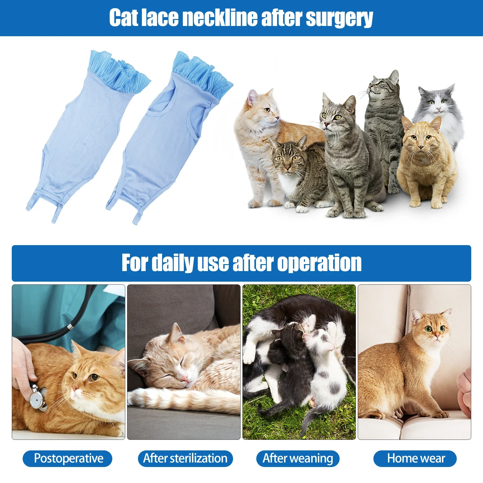 Cat Recovery Suit Sterilization Post-Operative Clothes Anti-lick Recovery Clothing After Surgery Protection Suit Cat Accessories