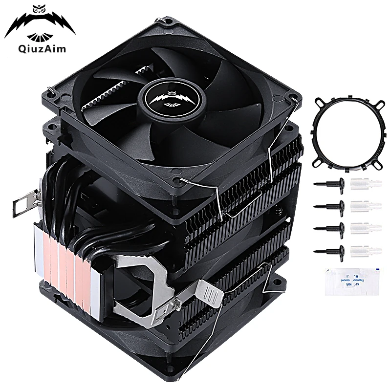 

QiuzAim cooler am4 cpu fan pc processor Air-cooling 4pin/PWM 6 Heat Pipe Twin Towers Installing LGA115x 1200 1700 AMD am3 AM5