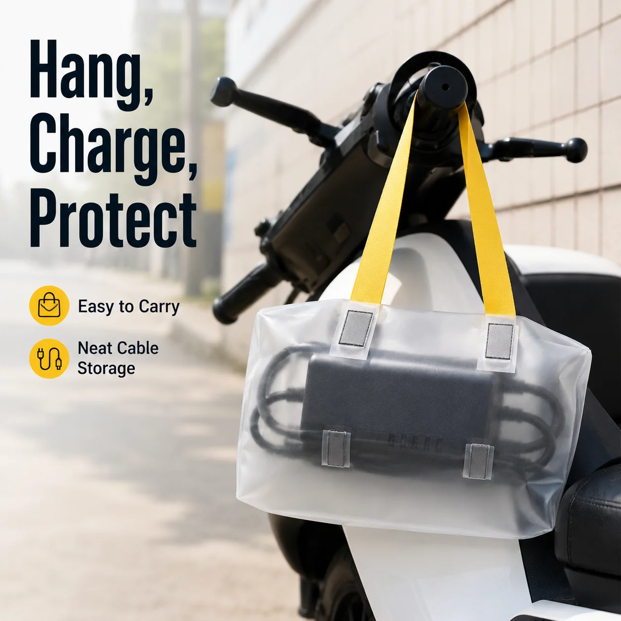 UV Protection Motorcycle Charger Waterproof Bag Dustproof Large Bottom Opening Electrical Connection Cover Transparent