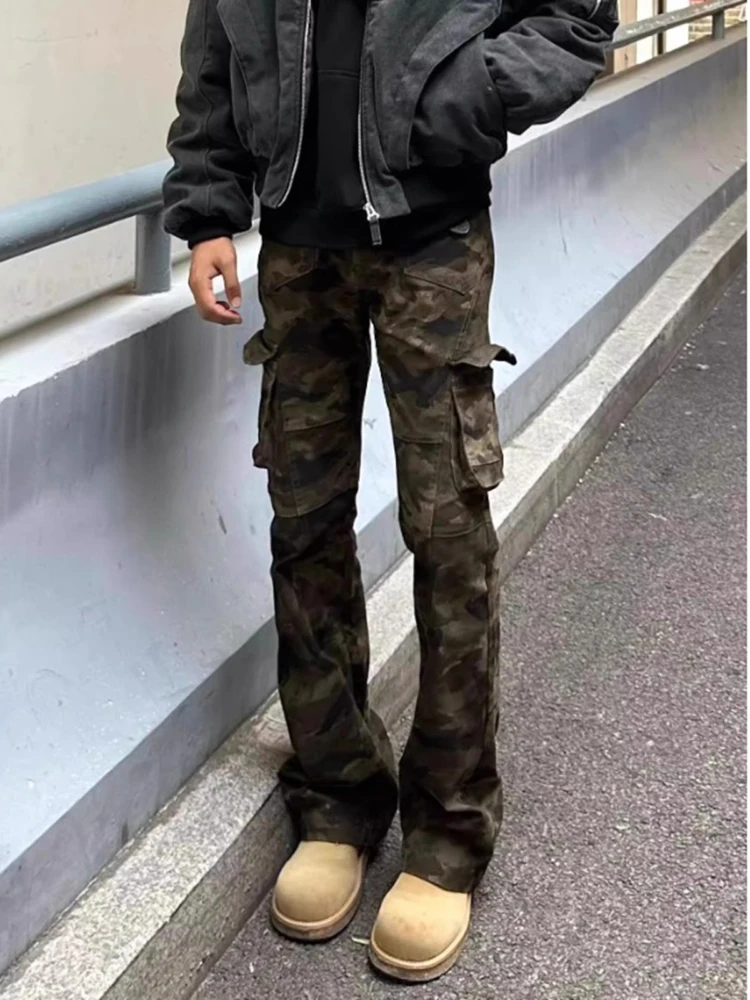 

Мужские джинсы в стиле ретро-камуфляж, прямые, облегающие, удлиненные, свободного кроя, для весны и осени