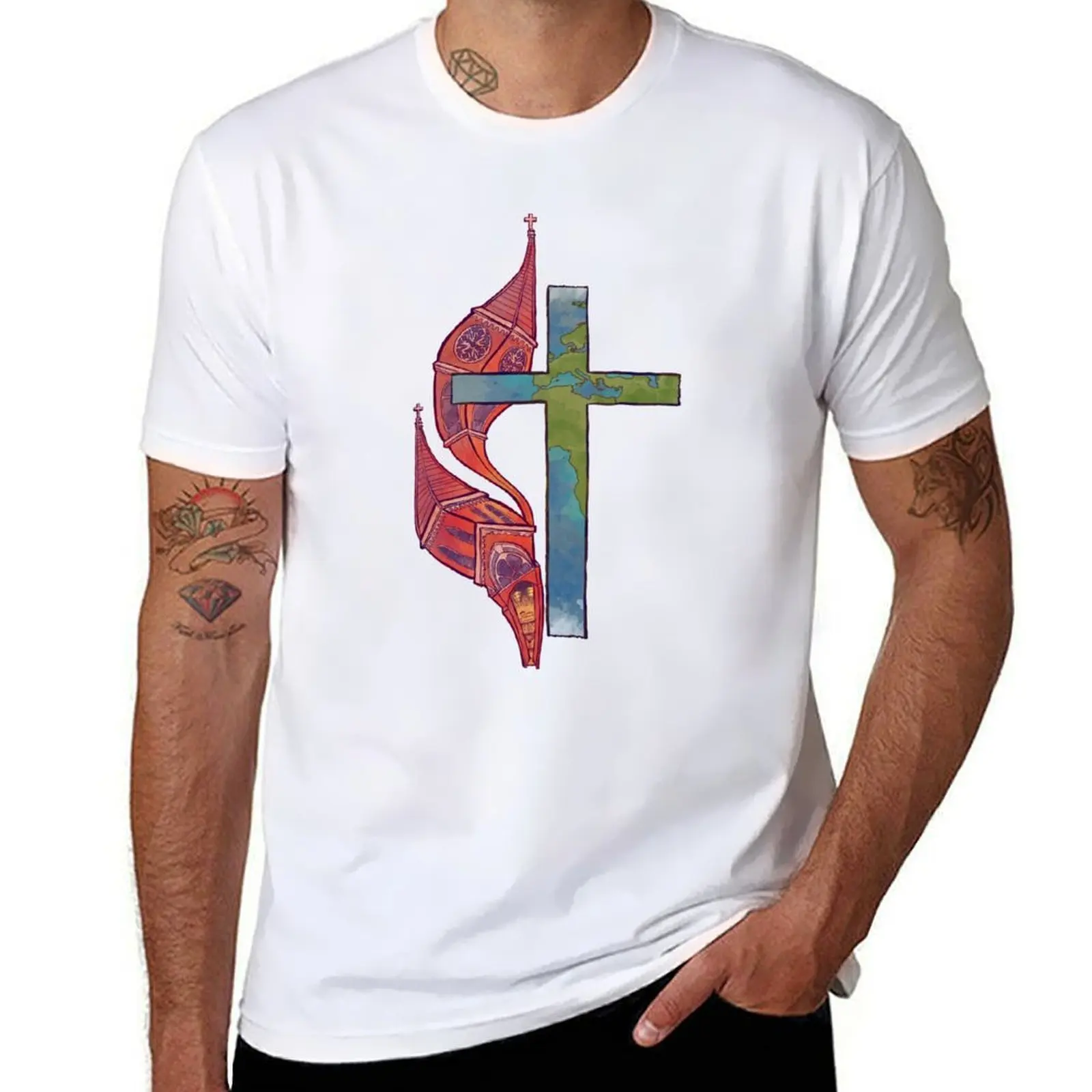 

Church and World T-Shirt man t shirt heavy cotton t shirts for man cotton funny T-Shirt