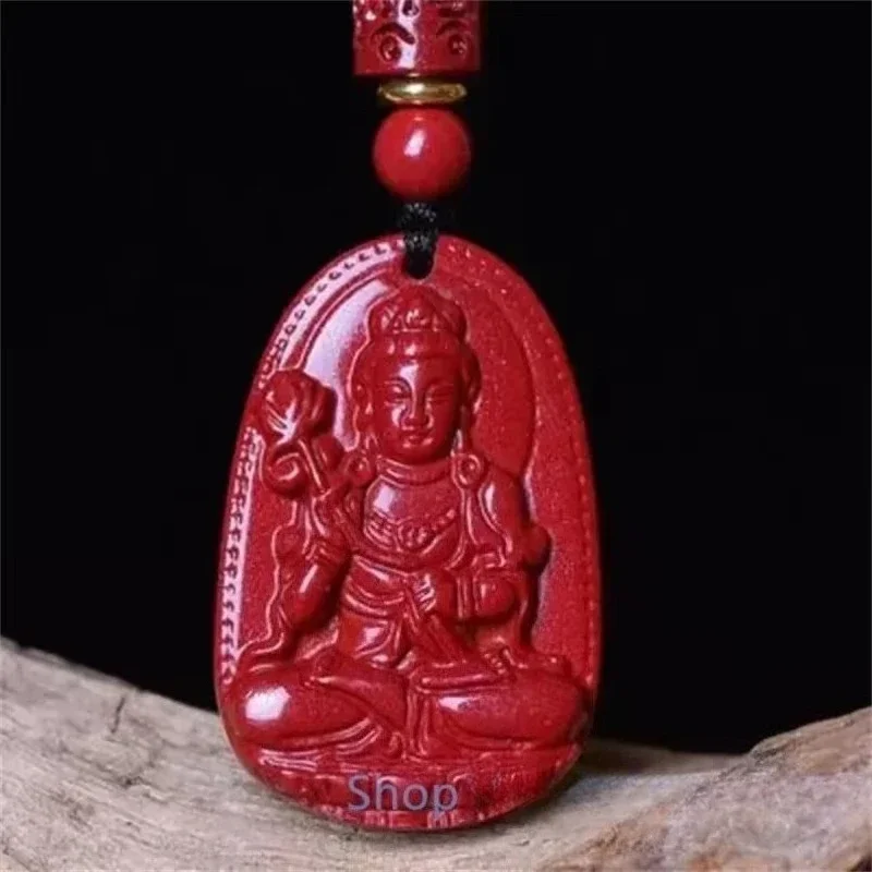 

Natural Cinnabar Buddha Pendant Male Zodiac Pendant Big Day Tathagata Puxian Bodhisattva Female Amulet Necklace Women