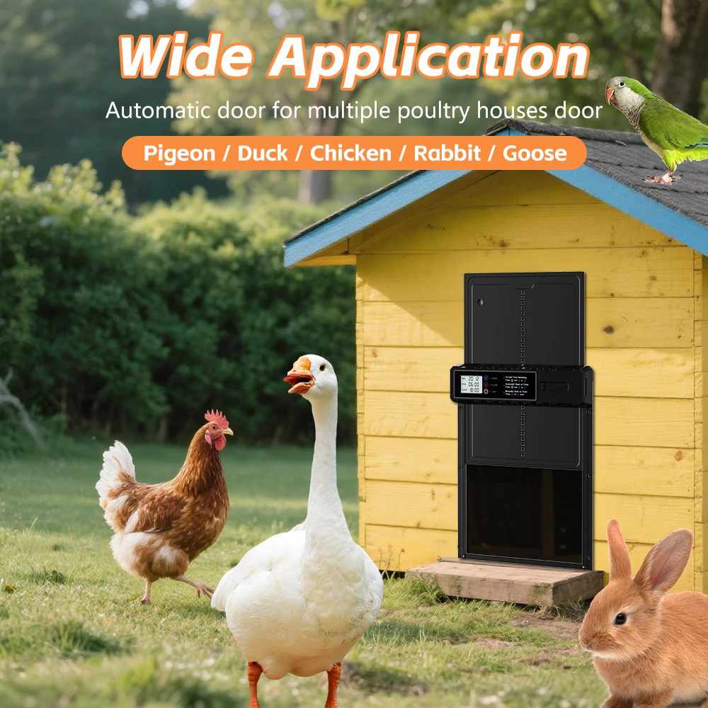 

Upgraded super large automatic chicken coop door opener, all stainless steel improved chicken coop door opener with timer