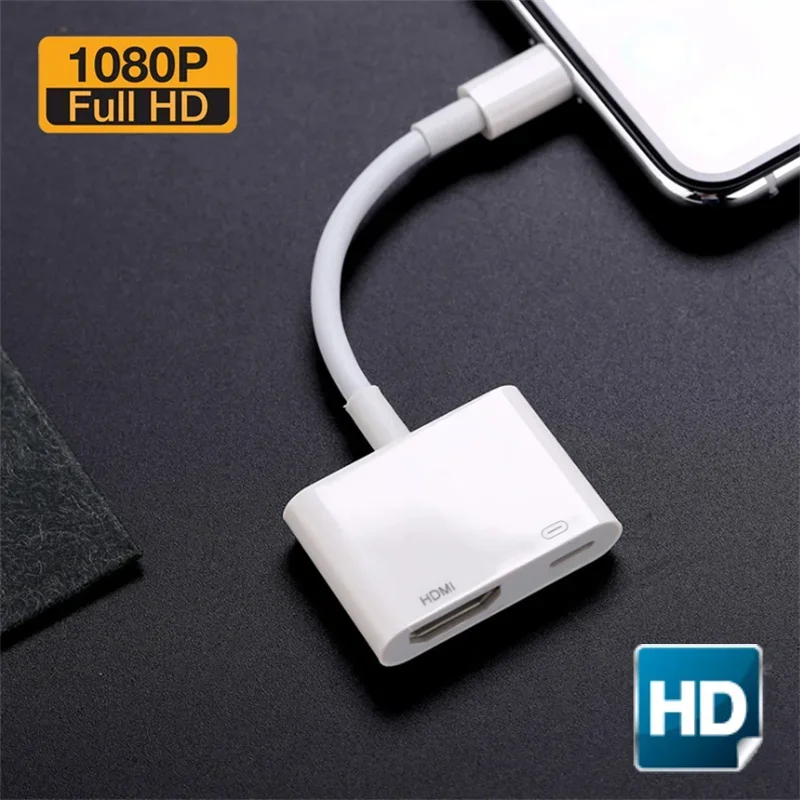 Relâmpago para cabo compatível com HDMI, adaptador digital av, acessórios para telefone, 1080p para iPhone para TV