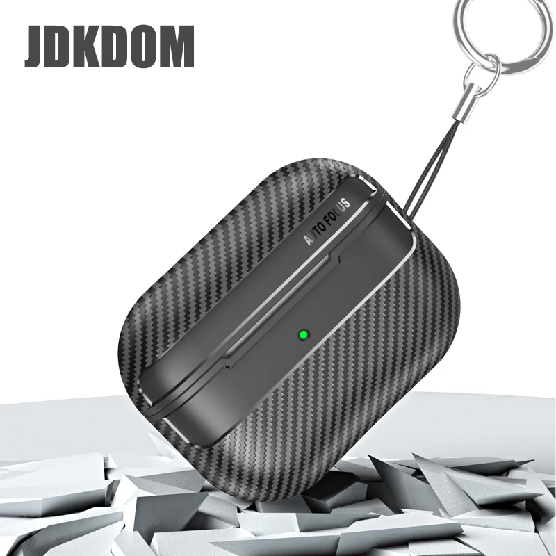 JDKDOM غطاء سماعة أذن مقاوم للصدمات من ألياف الكربون لأجهزة Airpods 3 2 1 حافظة سماعة رأس بلوتوث