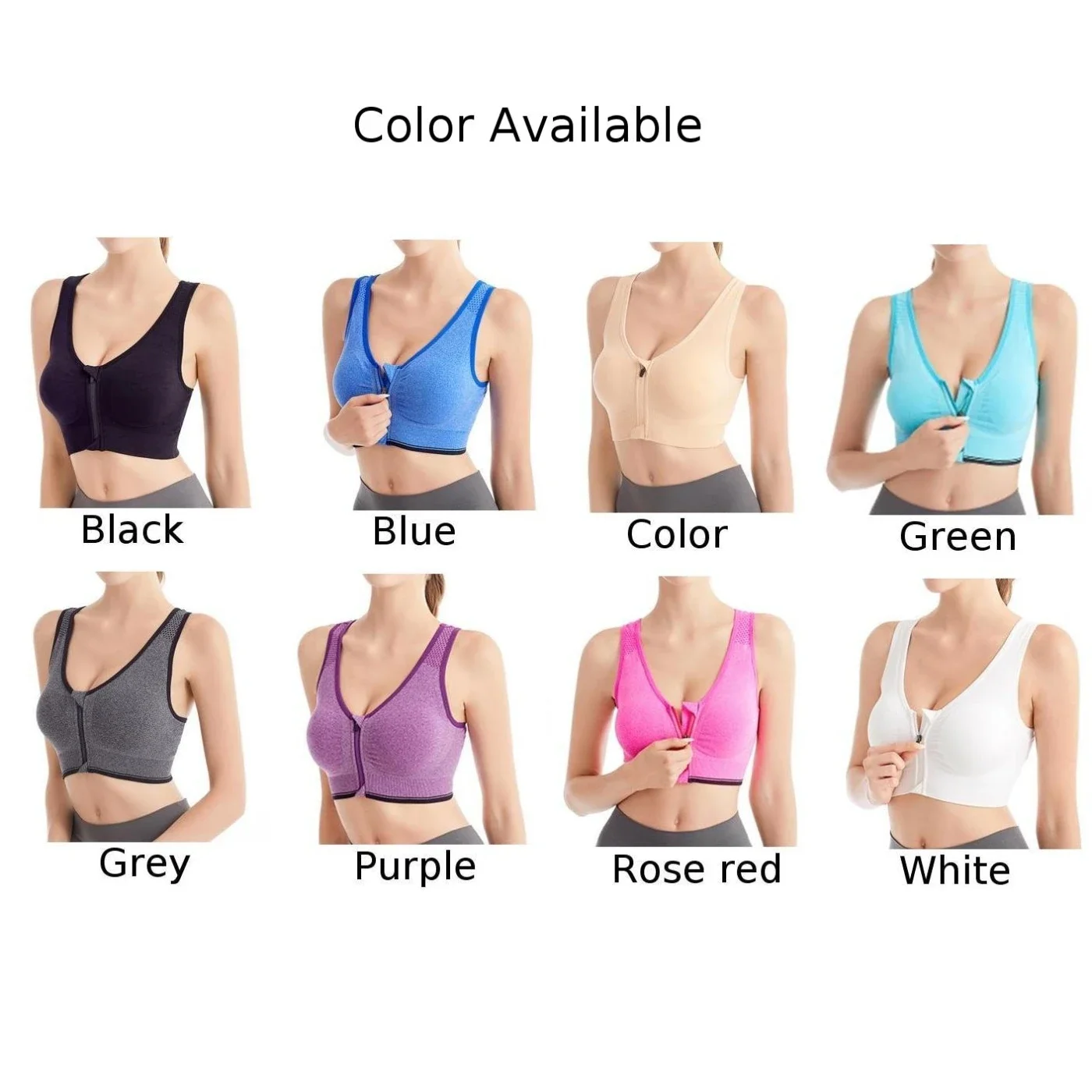 Sujetador sin costuras a prueba de golpes para mujer, Bralette transpirable con cremallera, Sujetador deportivo para mujer, ropa de Yoga de belleza, elasticidad media S 3XL