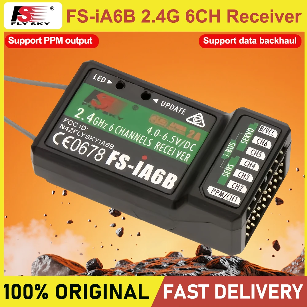 FLYSKY IA6B 2.4G 6CH PPM Output with IBus Port Receiver for FS-i6 FS-i10 I6X I6S Transmitter RC Drone Airplane Helicopter