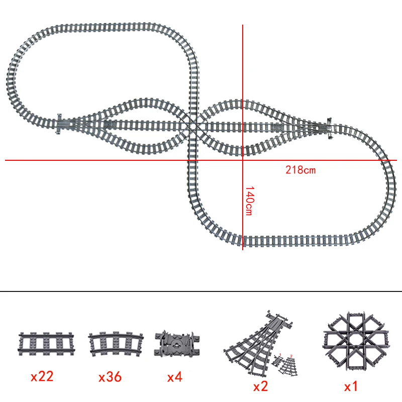 Stadstreinen Links En Rechts Punten Flexibel Wisselen Spoorwegovergangen Rails Gevorkte Rechte Gebogen Bouwstenen Speelgoed